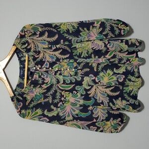 Chaps top Womens Size xs women’s blue pink green yellow colorful paisley